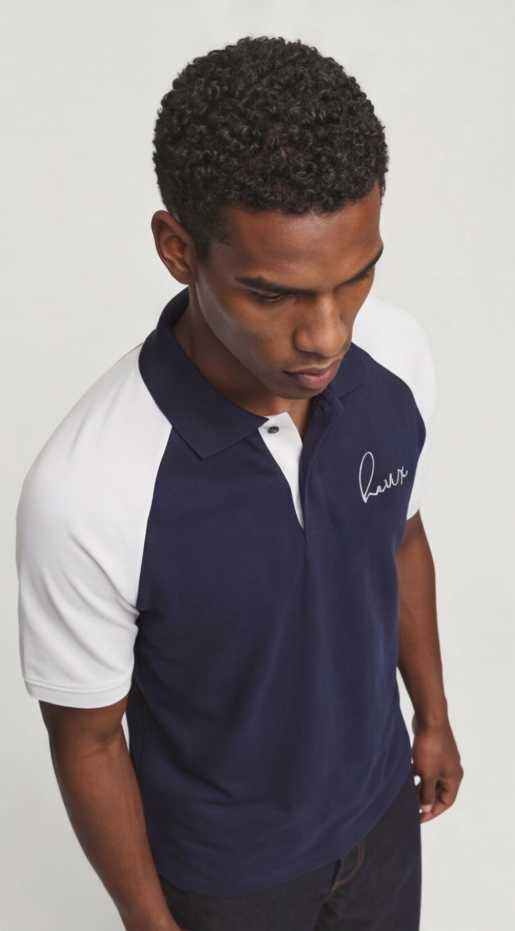 Raglan Polo T-Shirt - Navy &White | Regular Fit