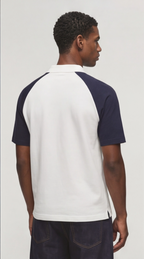 Raglan Polo T-Shirt - White & Navy | Regular Fit