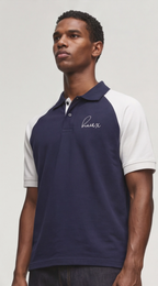 Raglan Polo T-Shirt - Navy &White | Regular Fit