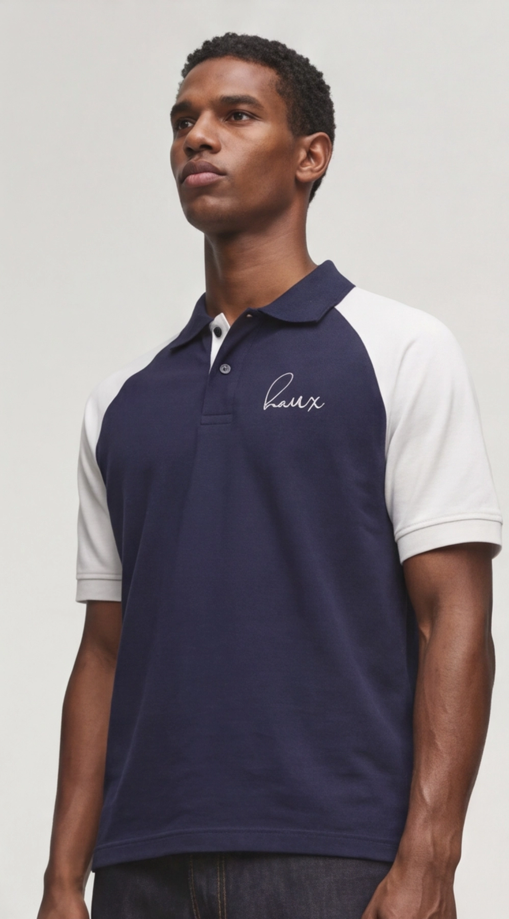 Raglan Polo T-Shirt - Navy &White | Regular Fit