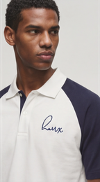 Raglan Polo T-Shirt - White & Navy | Regular Fit