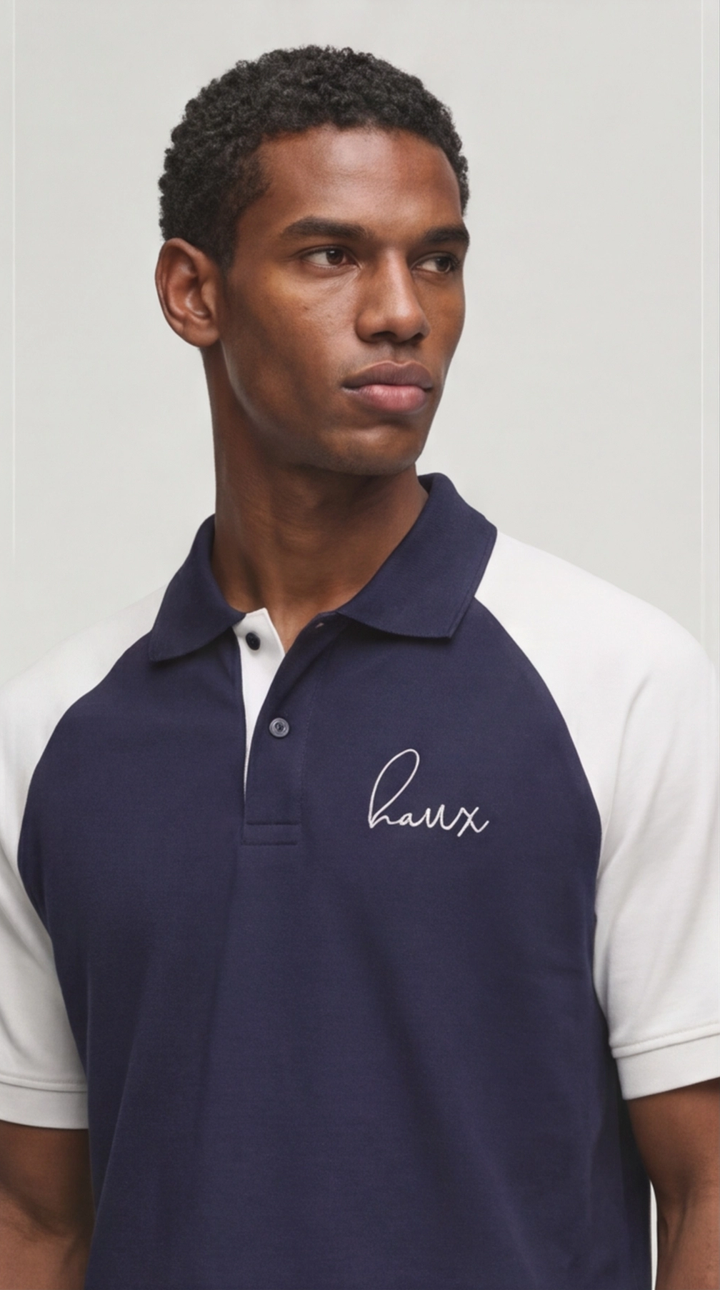 Raglan Polo T-Shirt - Navy &White | Regular Fit