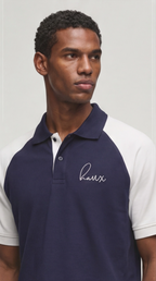 Raglan Polo T-Shirt - Navy &White | Regular Fit