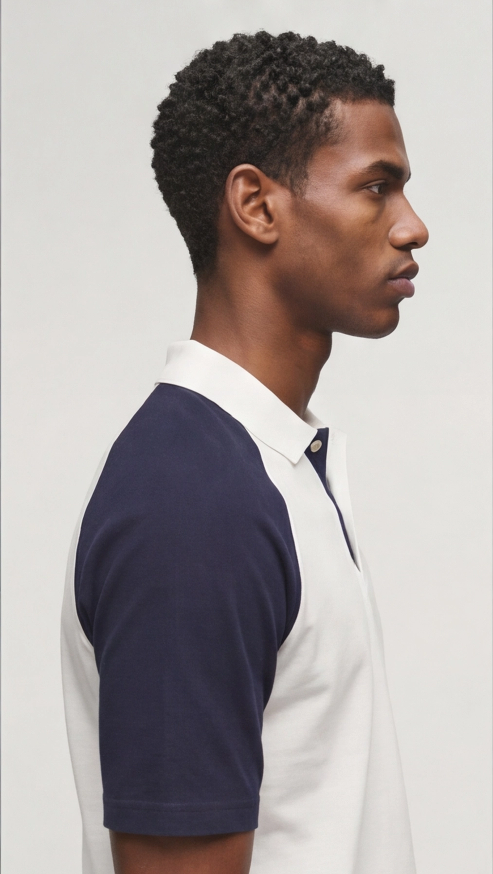 Raglan Polo T-Shirt - White & Navy | Regular Fit